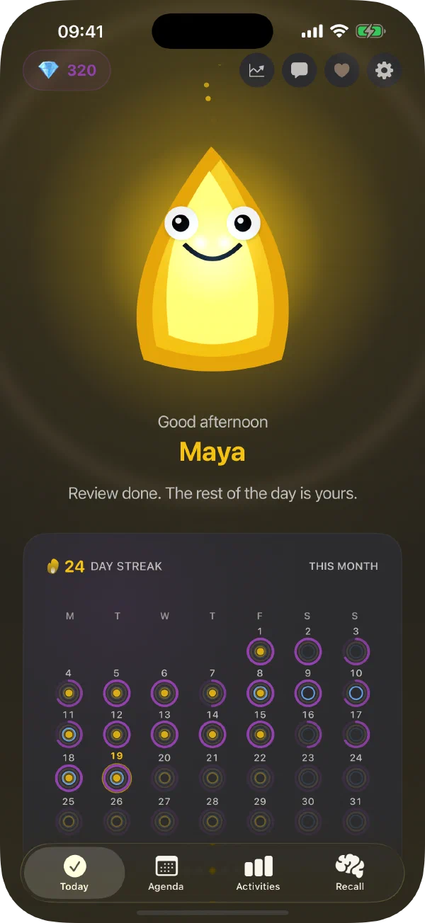 Open the app. Mark today. Move on.